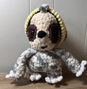 Crochet Sloth With Bob Marley Hat Beanie Amigurumi Plush Handmade Adorable